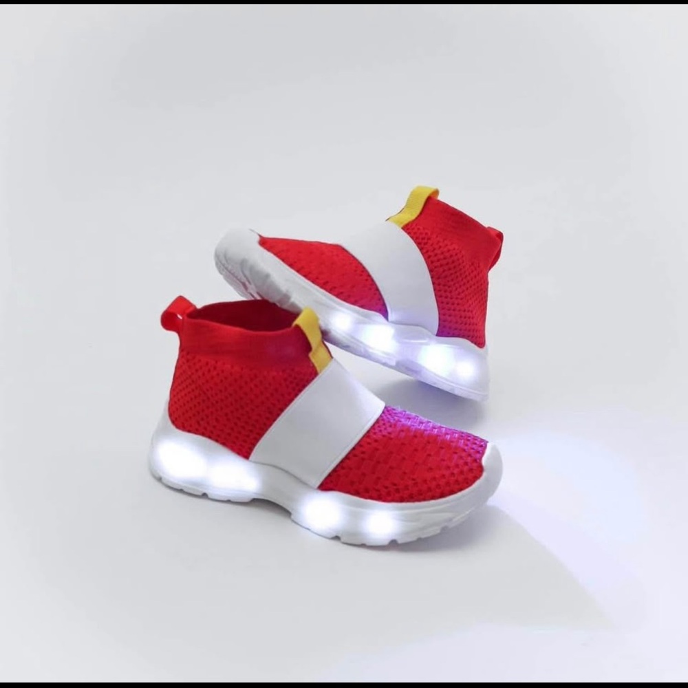 Sonic Editions Red and White Sneakers Modern Slip-On Design